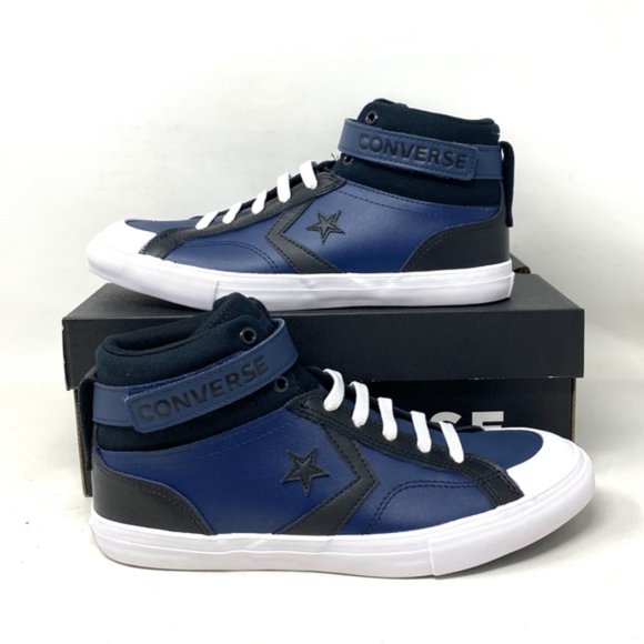 Converse Pro Blaze Strap Leather Sneakers High Top Navy Casual Women Kid A04834C - Picture 3 of 9